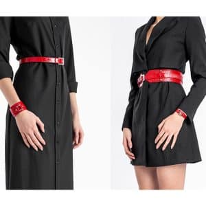 VARIABLE LEATHER BELT SET 2IN1 patterned red