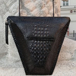 válltáska Vengru variálható táska paneltáska gem kistáska krokodil fekete