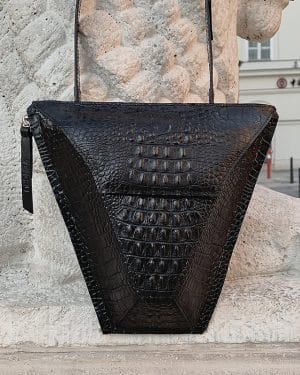 válltáska Vengru variálható táska paneltáska gem kistáska krokodil fekete