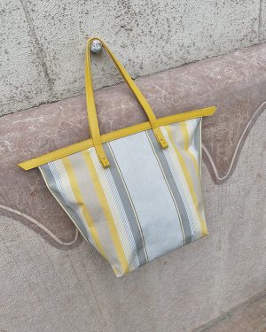 Sárga csíkos variálható vászon táska