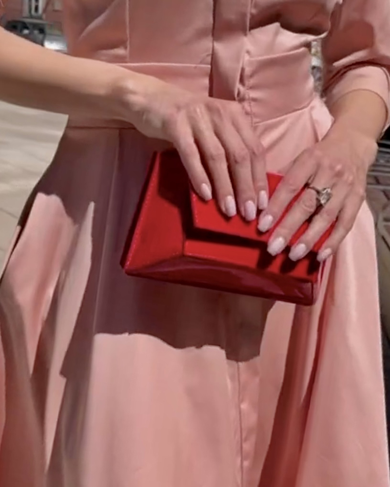 GEM mini - piros lakk - lánccal, ezüst kellékekkel - Image 2